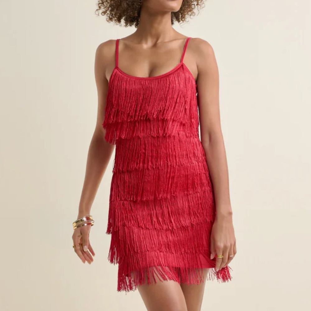 VENUS Tiered Fringe Mini Dress